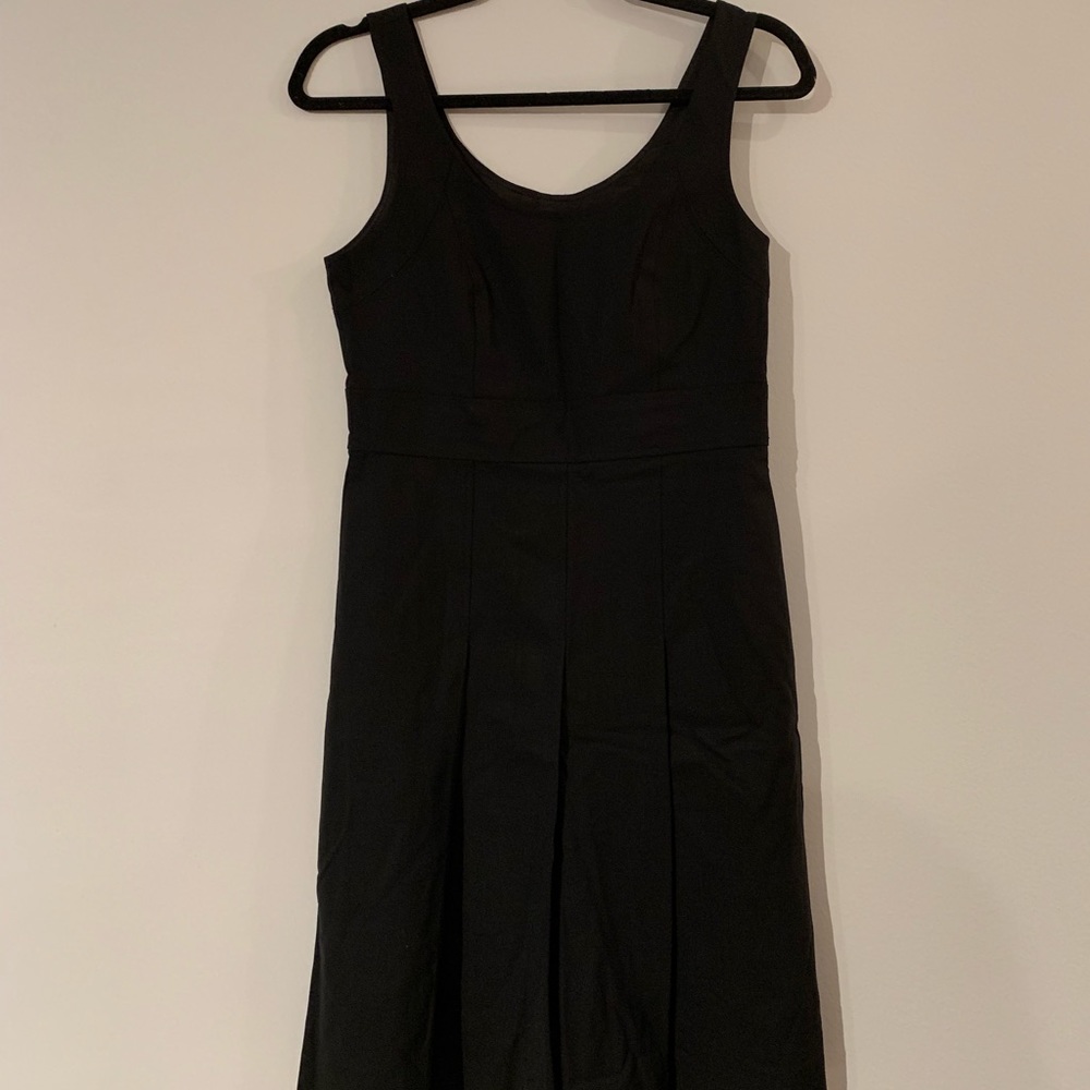 Theory Black Pleated Knee Length Dress Work 4